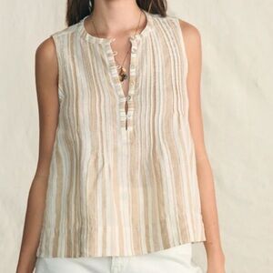 Faherty Isa Sleeveless Linen Top Size M